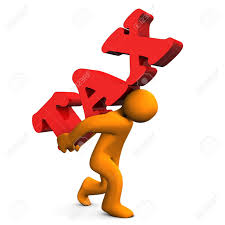 tax being carried on back of animated person