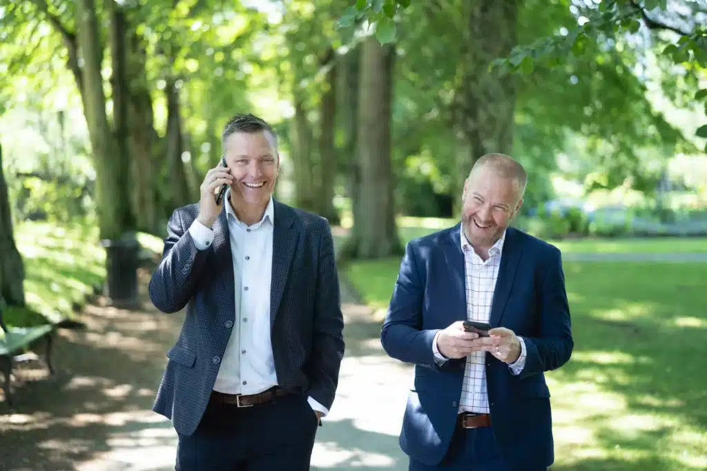mike dull and phil moreira walking together