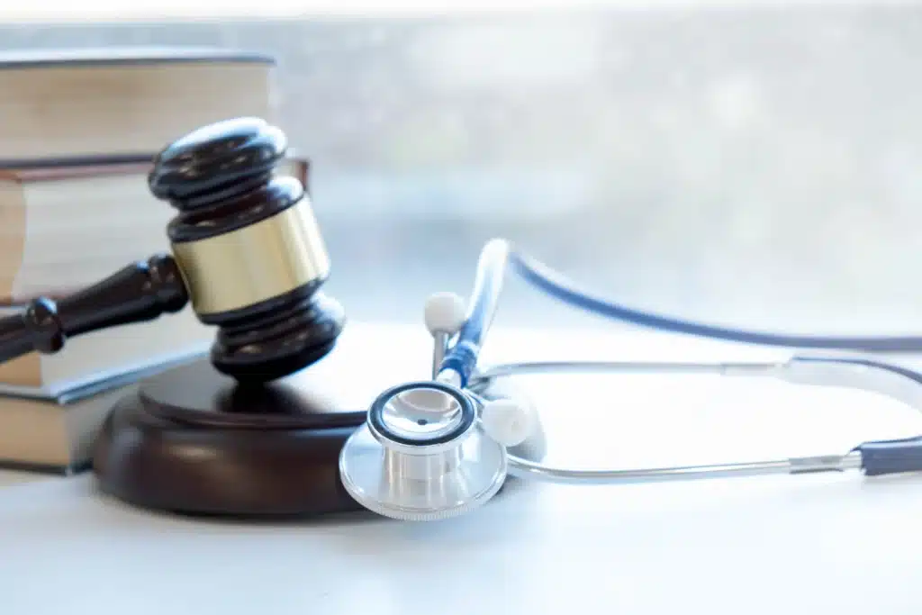 Gavel and stethoscope. medical jurisprudence